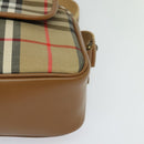 Burberrys Nova Check Shoulder Bag Canvas Leather Beige Gold Auth ep7522-14