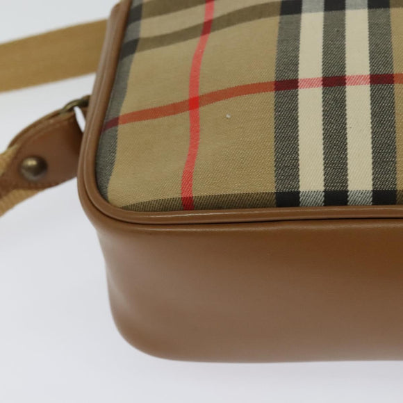 Burberrys Nova Check Shoulder Bag Canvas Leather Beige Gold Auth ep7522