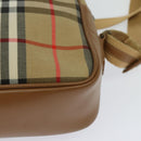 Burberrys Nova Check Shoulder Bag Canvas Leather Beige Gold Auth ep7522-16