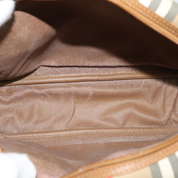 Burberrys Nova Check Shoulder Bag Canvas Leather Beige Gold Auth ep7522