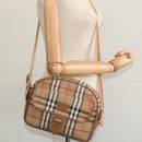 Burberrys Nova Check Shoulder Bag Canvas Leather Beige Gold Auth ep7522-20