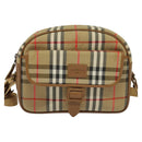 Burberrys Nova Check Shoulder Bag Canvas Leather Beige Gold Auth ep7522-13