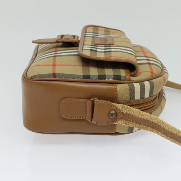 Burberrys Nova Check Shoulder Bag Canvas Leather Beige Gold Auth ep7522