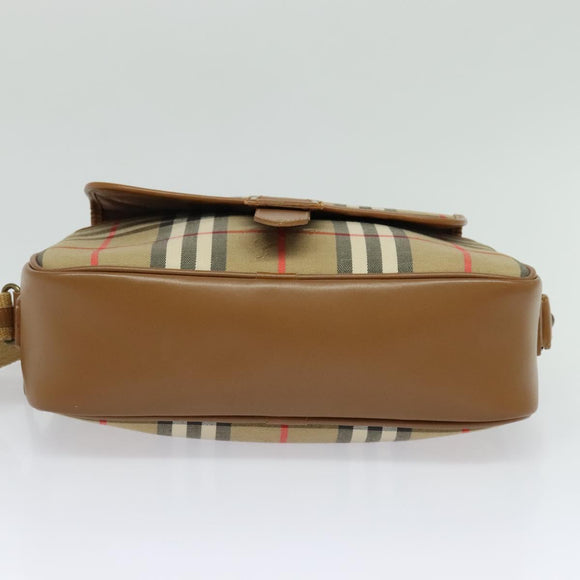 Burberrys Nova Check Shoulder Bag Canvas Leather Beige Gold Auth ep7522