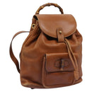 GUCCI Bamboo Backpack Leather Brown Gold 003 2058 0030 Auth ep7524-1