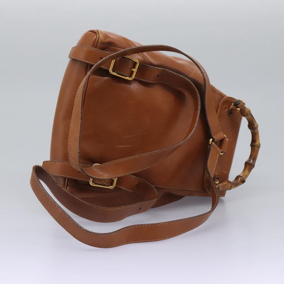 GUCCI Bamboo Backpack Leather Brown Gold 003 2058 0030 Auth ep7524