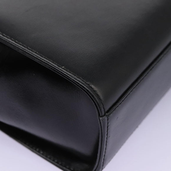 GUCCI Hand Bag Leather Black Gold Auth ep7529