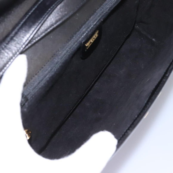 GUCCI Hand Bag Leather Black Gold Auth ep7529