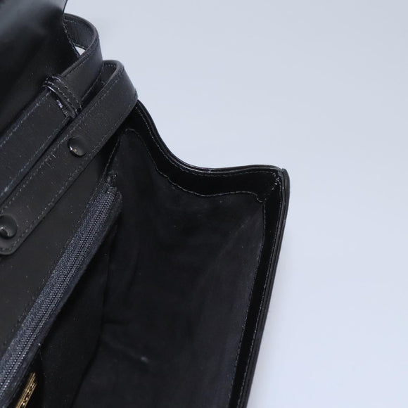 GUCCI Hand Bag Leather Black Gold Auth ep7529