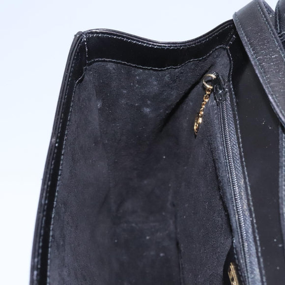 GUCCI Hand Bag Leather Black Gold Auth ep7529