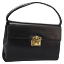 GUCCI Hand Bag Leather Black Gold Auth ep7529-1