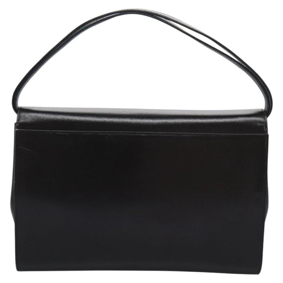 GUCCI Hand Bag Leather Black Gold Auth ep7529