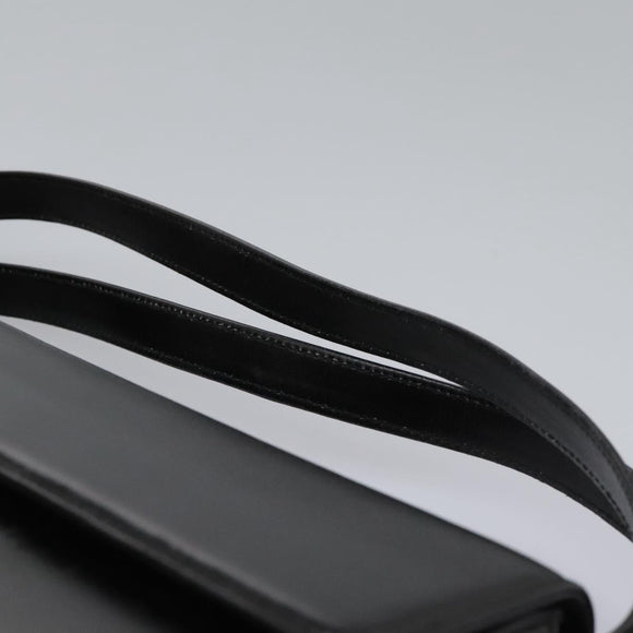 GUCCI Hand Bag Leather Black Gold Auth ep7529