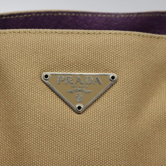 PRADA Tote Bag Canvas Beige Auth ep7542