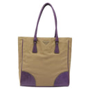 PRADA Tote Bag Canvas Beige Auth ep7542-13