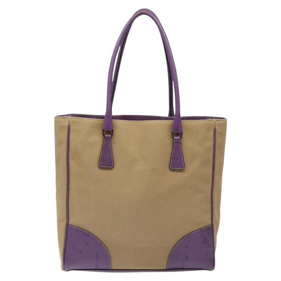 PRADA Tote Bag Canvas Beige Auth ep7542