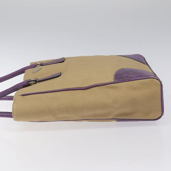 PRADA Tote Bag Canvas Beige Auth ep7542
