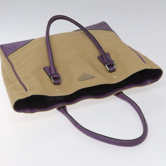 PRADA Tote Bag Canvas Beige Auth ep7542