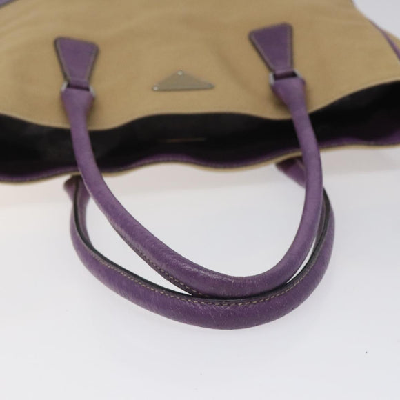 PRADA Tote Bag Canvas Beige Auth ep7542