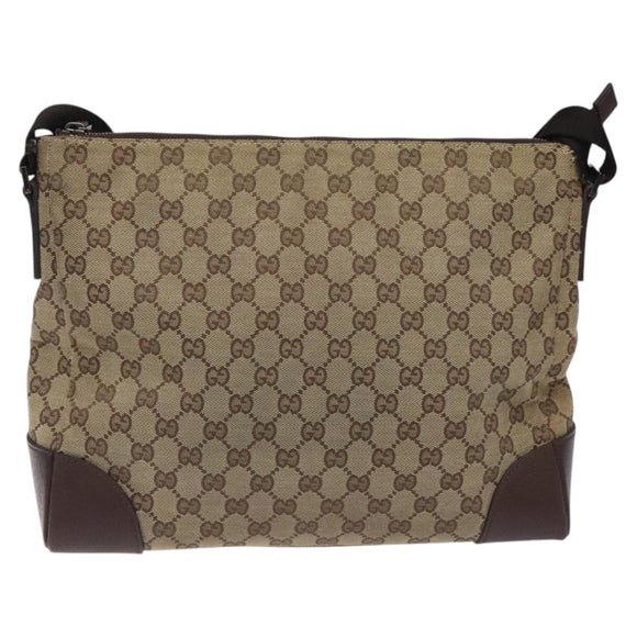 GUCCI GG Canvas Shoulder Bag Beige Silver 110054 Auth ep7544
