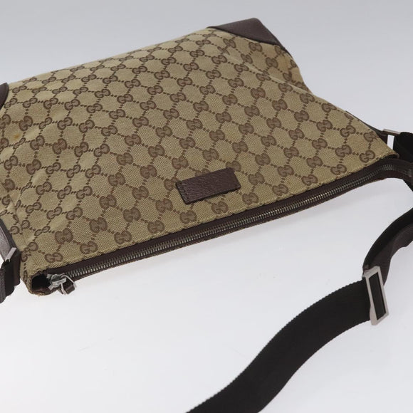 GUCCI GG Canvas Shoulder Bag Beige Silver 110054 Auth ep7544