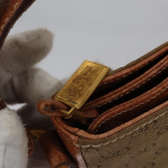 GUCCI Micro GG Supreme Shoulder Bag PVC Leather Beige Brown gold Auth ep7547