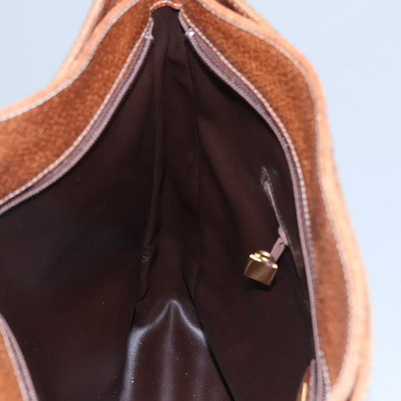 GUCCI Micro GG Supreme Shoulder Bag PVC Leather Beige Brown gold Auth ep7547