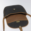 Christian Dior Honeycomb Canvas Chain Shoulder Bag PVC Black gold Auth ep7550-10