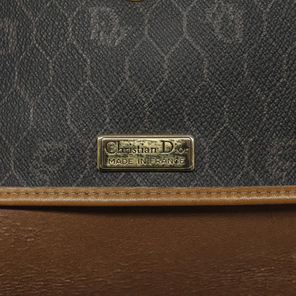 Christian Dior Honeycomb Canvas Chain Shoulder Bag PVC Black gold Auth ep7550