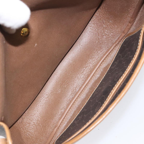 Christian Dior Honeycomb Canvas Chain Shoulder Bag PVC Black gold Auth ep7550