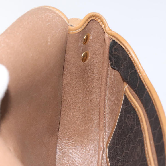 Christian Dior Honeycomb Canvas Chain Shoulder Bag PVC Black gold Auth ep7550