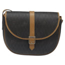 Christian Dior Honeycomb Canvas Chain Shoulder Bag PVC Black gold Auth ep7550-13