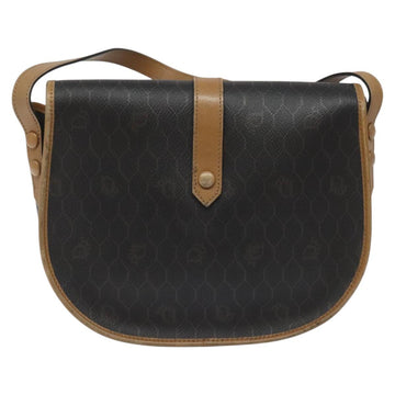 Christian Dior Honeycomb Canvas Chain Shoulder Bag PVC Black gold Auth ep7550 - 0