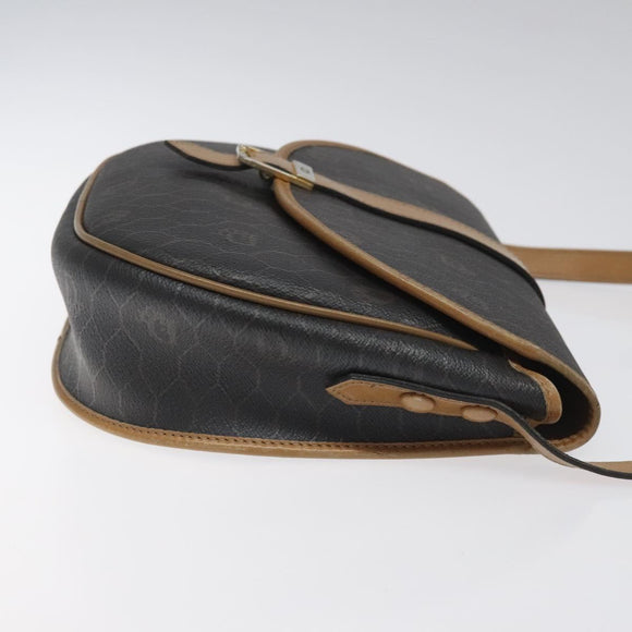 Christian Dior Honeycomb Canvas Chain Shoulder Bag PVC Black gold Auth ep7550