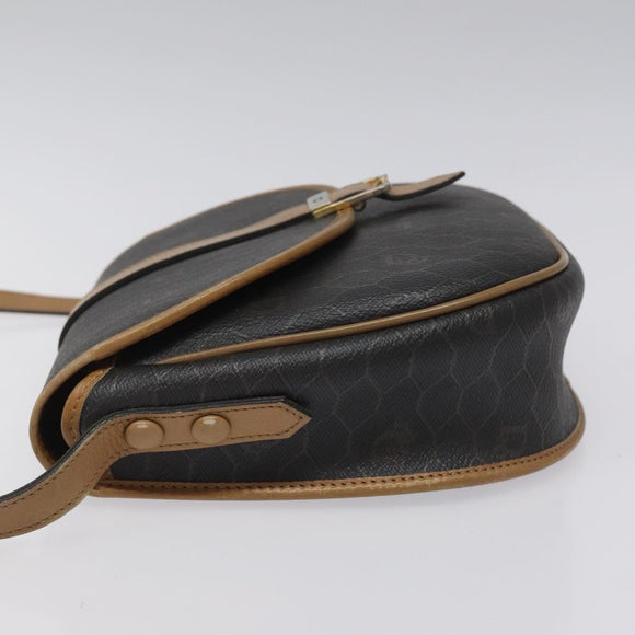 Christian Dior Honeycomb Canvas Chain Shoulder Bag PVC Black gold Auth ep7550