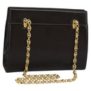 GUCCI Chain Shoulder Bag Leather Brown Gold Auth ep7560-1