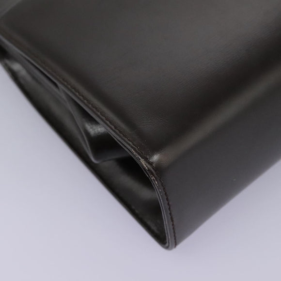 GUCCI Chain Shoulder Bag Leather Brown Gold Auth ep7560