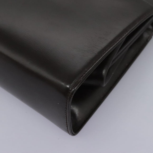 GUCCI Chain Shoulder Bag Leather Brown Gold Auth ep7560