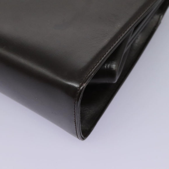 GUCCI Chain Shoulder Bag Leather Brown Gold Auth ep7560