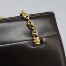 GUCCI Chain Shoulder Bag Leather Brown Gold Auth ep7560-15