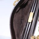 GUCCI Chain Shoulder Bag Leather Brown Gold Auth ep7560-16