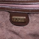 GUCCI Chain Shoulder Bag Leather Brown Gold Auth ep7560-17