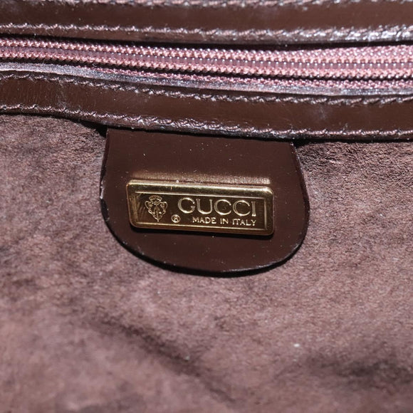 GUCCI Chain Shoulder Bag Leather Brown Gold Auth ep7560