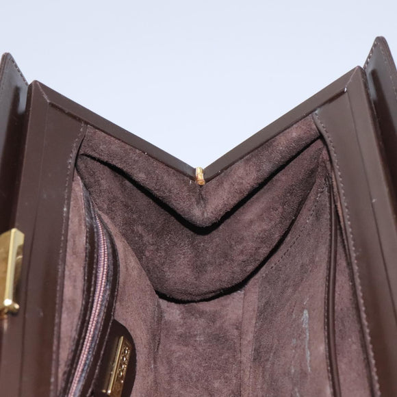 GUCCI Chain Shoulder Bag Leather Brown Gold Auth ep7560