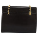 GUCCI Chain Shoulder Bag Leather Brown Gold Auth ep7560-2