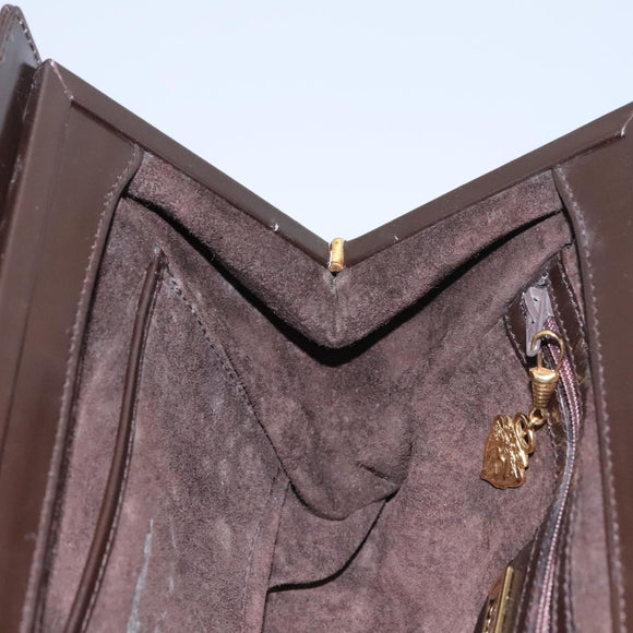 GUCCI Chain Shoulder Bag Leather Brown Gold Auth ep7560