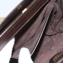 GUCCI Chain Shoulder Bag Leather Brown Gold Auth ep7560-22