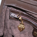 GUCCI Chain Shoulder Bag Leather Brown Gold Auth ep7560-23