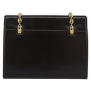 GUCCI Chain Shoulder Bag Leather Brown Gold Auth ep7560-3