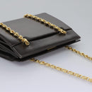 GUCCI Chain Shoulder Bag Leather Brown Gold Auth ep7560-6